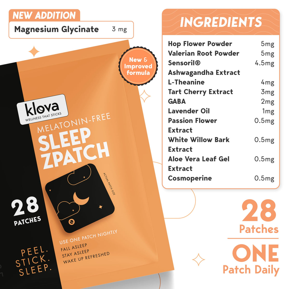 Patches de sommeil Klova en détail, vue avant