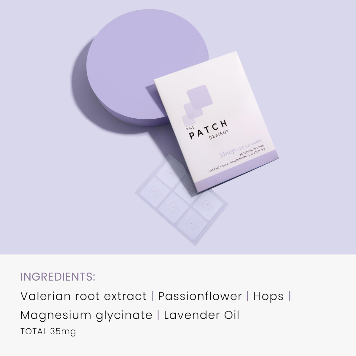 Patches de Sommeil Lavande sur une surface plane