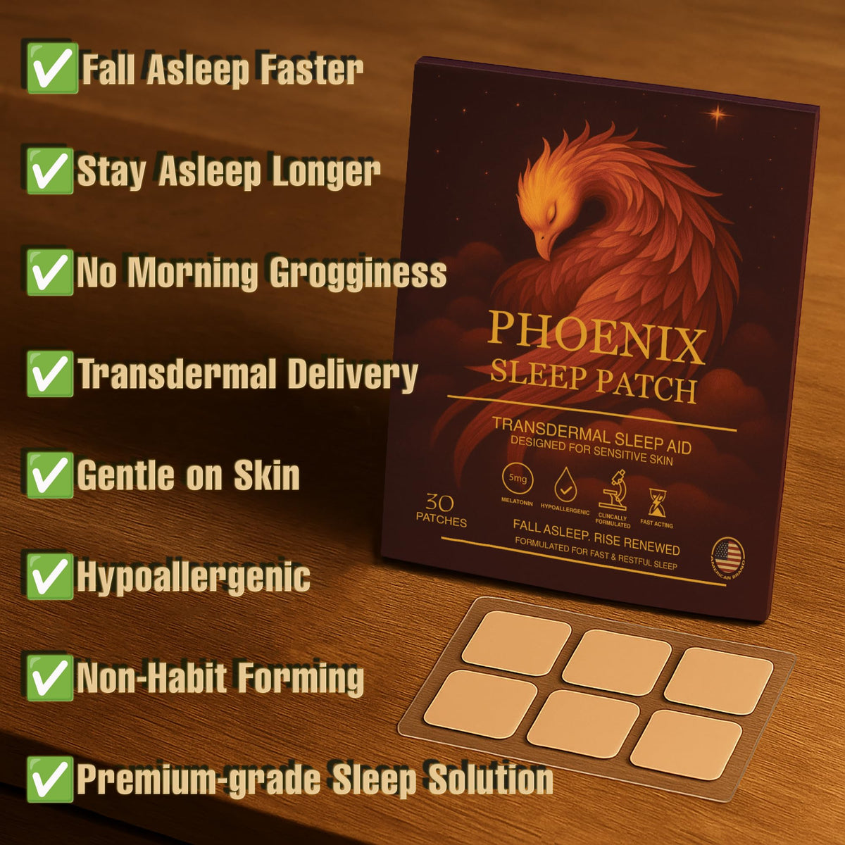 Patches de sommeil Phoenix Signature sur fond blanc