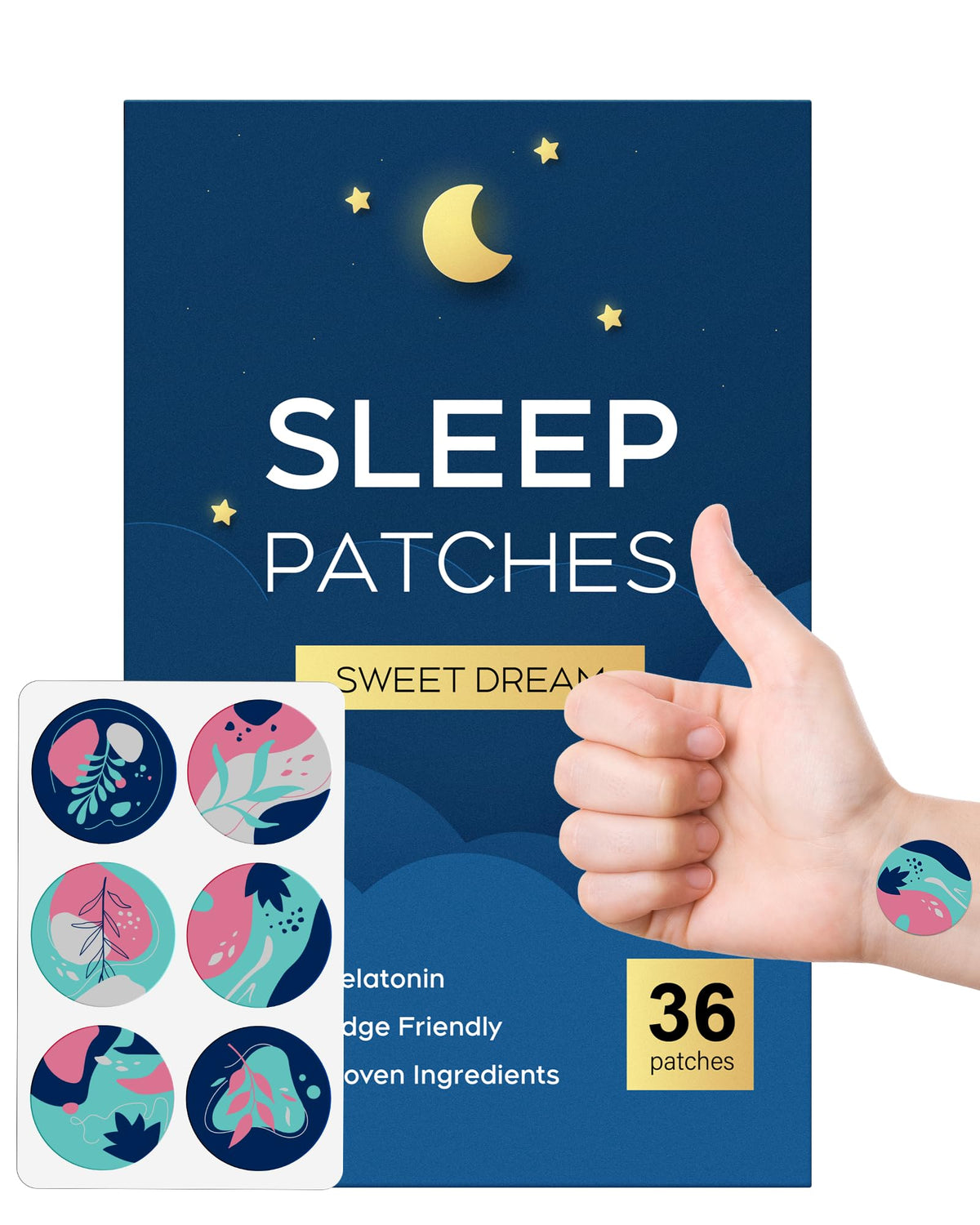 Patches de sommeil RAAYAM, boîte de 36 unités, vue de face
