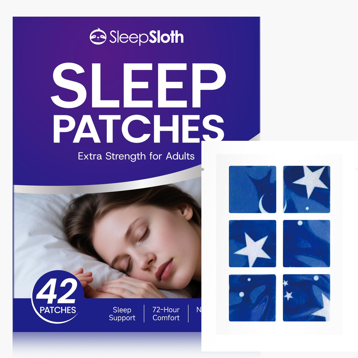 Patches de sommeil SleepSloth avec mélatonine et valériane, vue avant
