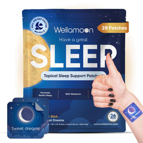 Patches de sommeil Wellamoon vue de face, emballage contenant 28 patches