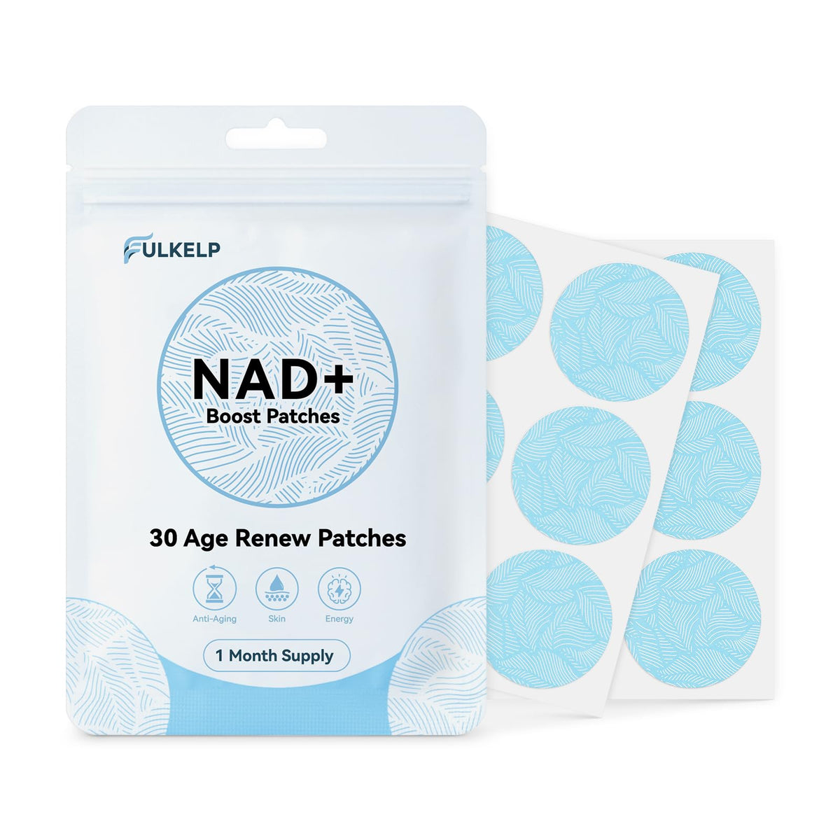 Patches FULKELP NAD+ vue avant avec emballage et description