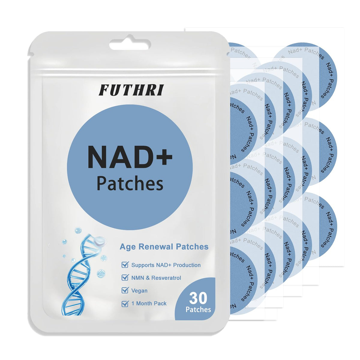 Patches NAD+ FUTHRI vegan 30 unités en emballage
