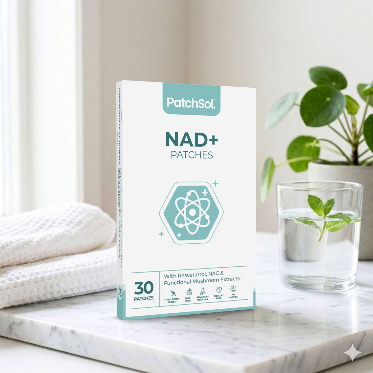 Patches NAD+ PatchSol application sur peau propre et sèche