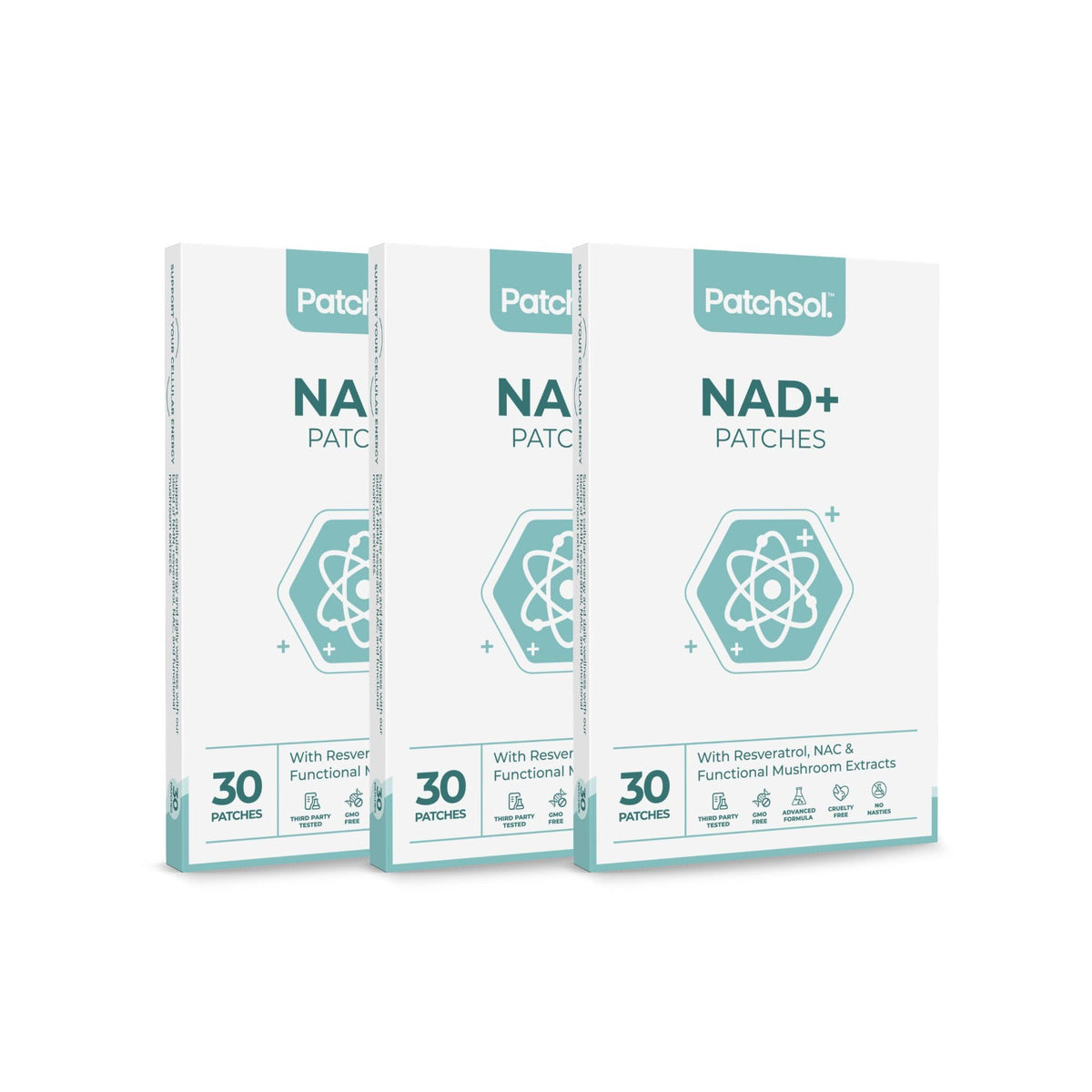 Patches NAD+ PatchSol montrant les instructions d'utilisation