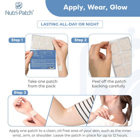 Patches NUTRI-PATCH sur une table avec des éléments naturels
