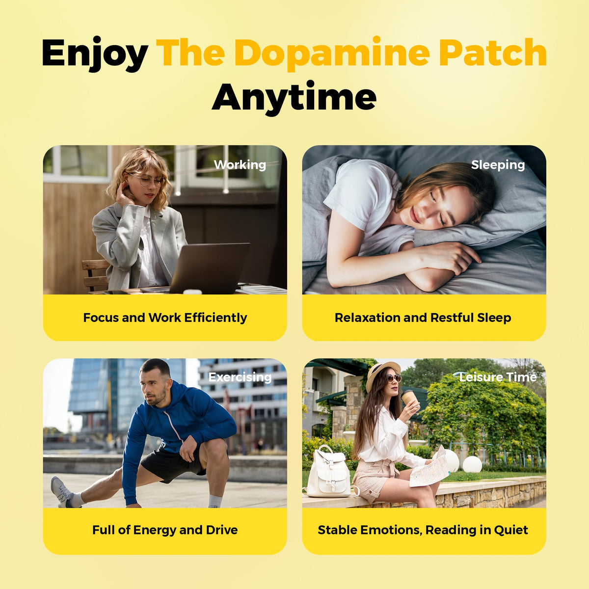 Patches PHOEPATCH Dopamine Vegan sur une table