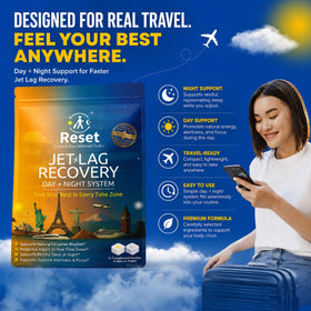 Patches Reset Jet Lag avec un passeport et des billets d'avion