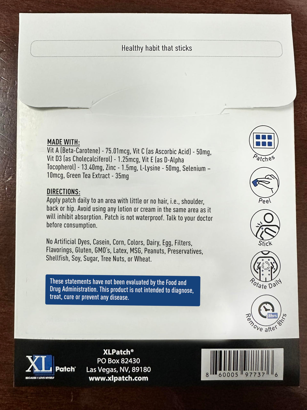 Patches XLPATCH L & Z Plus application sur la peau