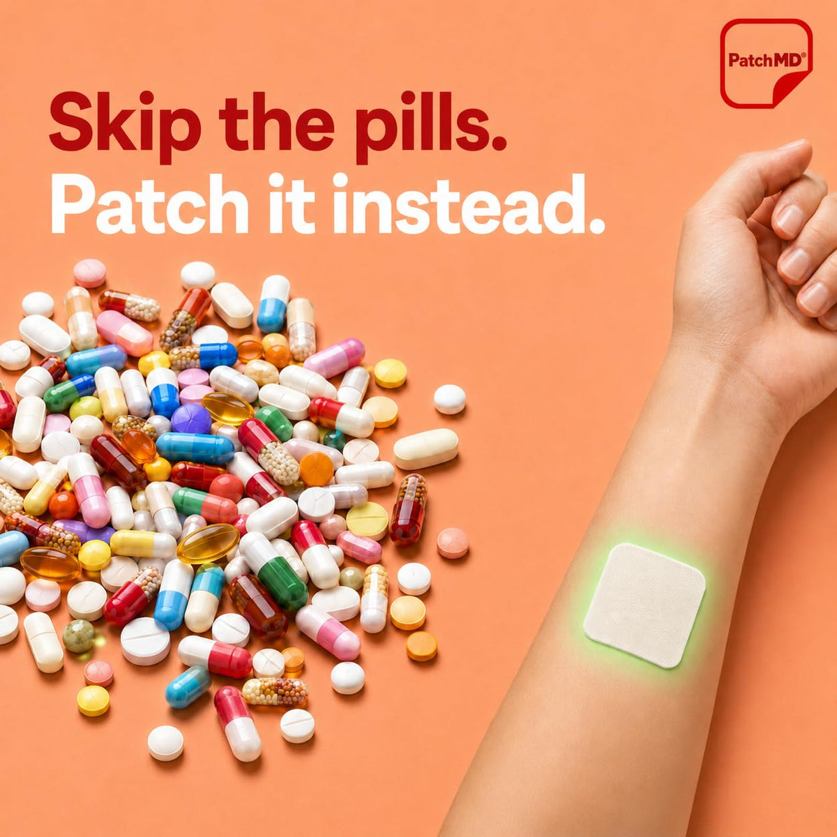 PatchMD Happy Hour Patch en cours d'application sur la peau