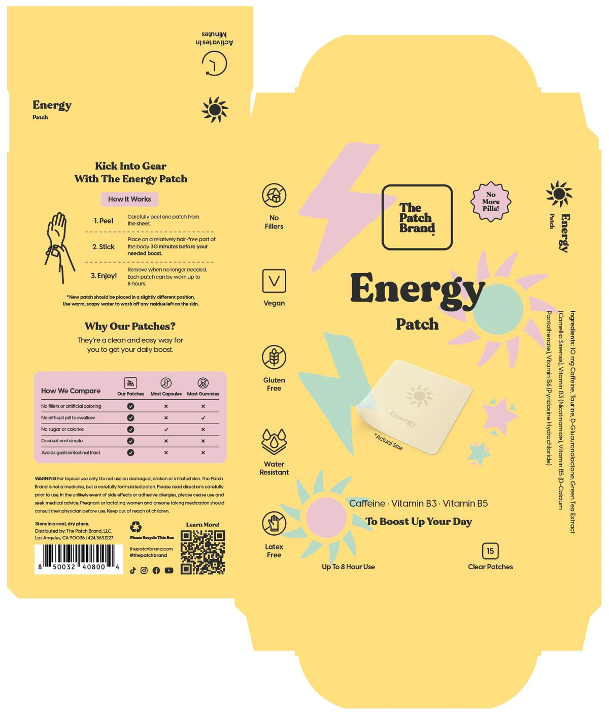 Patchs énergétiques The Patch Brand, présentation avec des accessoires sportifs