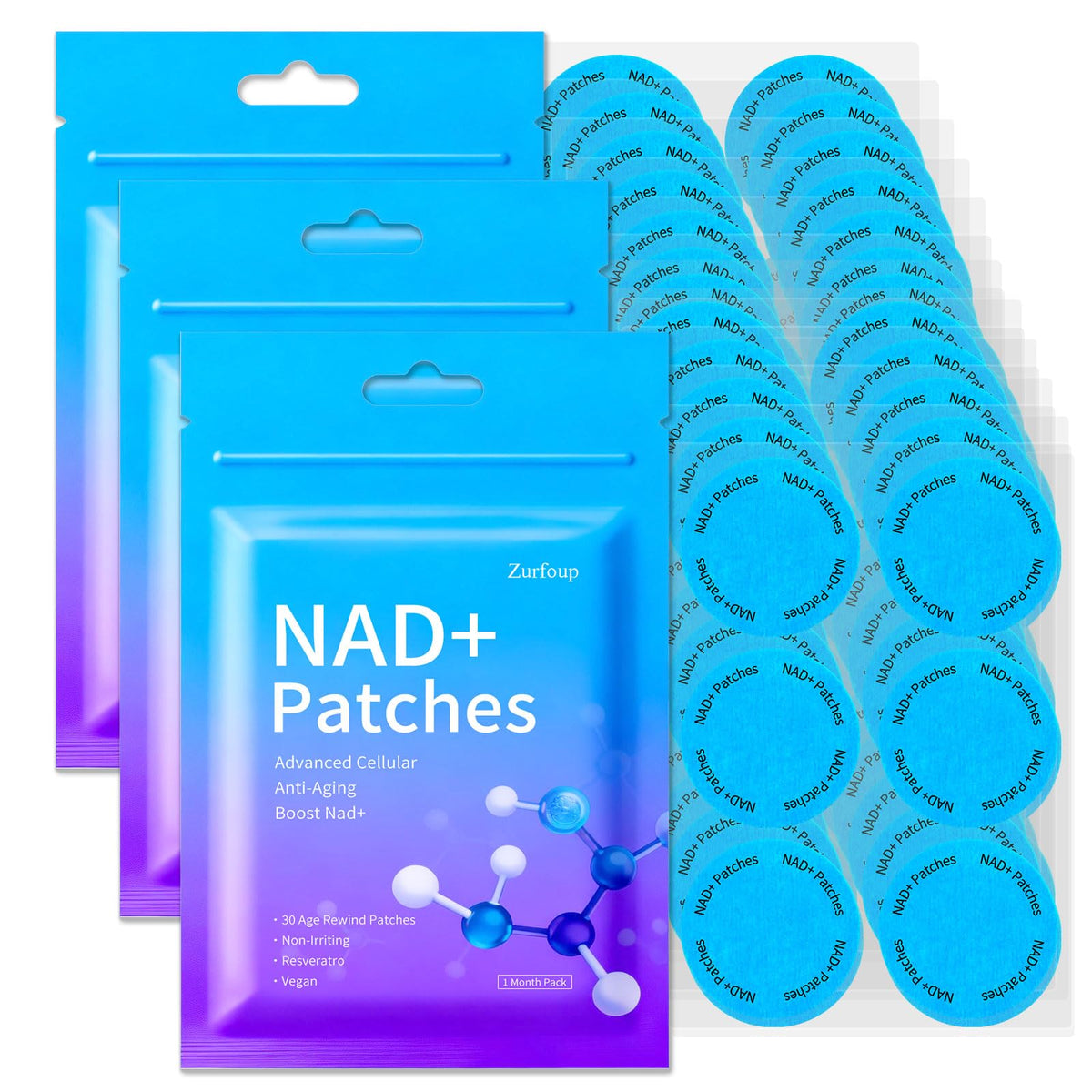 Patchs NAD+ Zurfoup 90PCS vue de face dans l'emballage