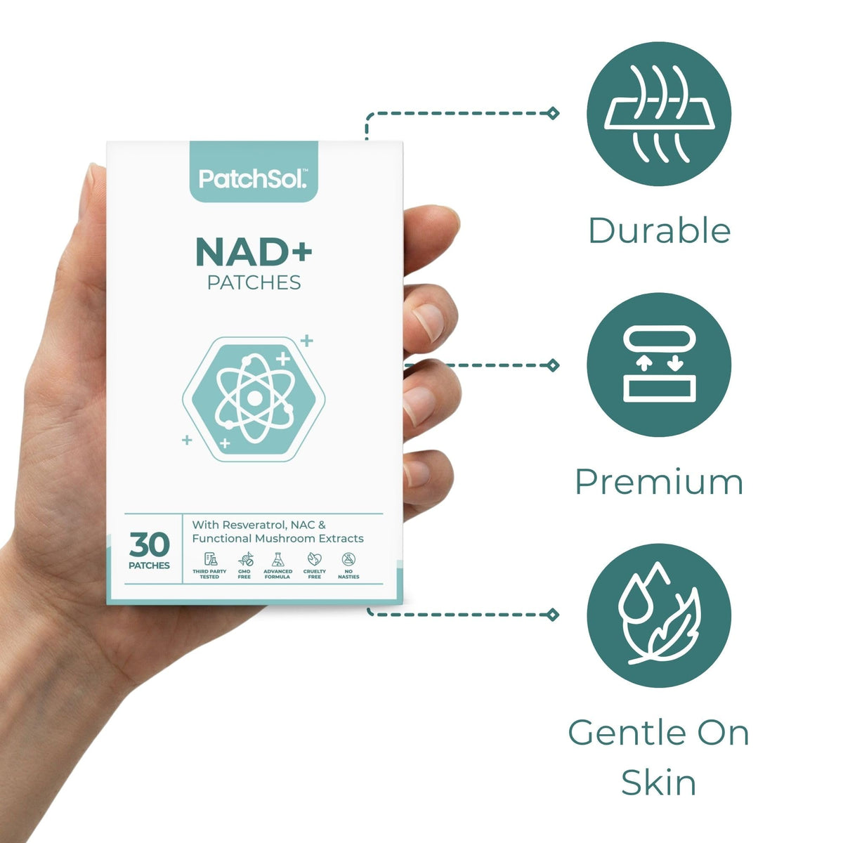 PatchSol Patches NAD+ montrant le contenu, 30 unités