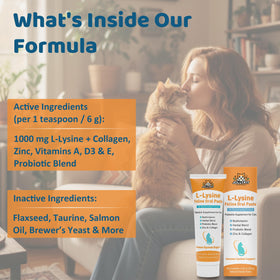 Pâte L-Lysine Jollyfit pour chats, présentation des deux tubes