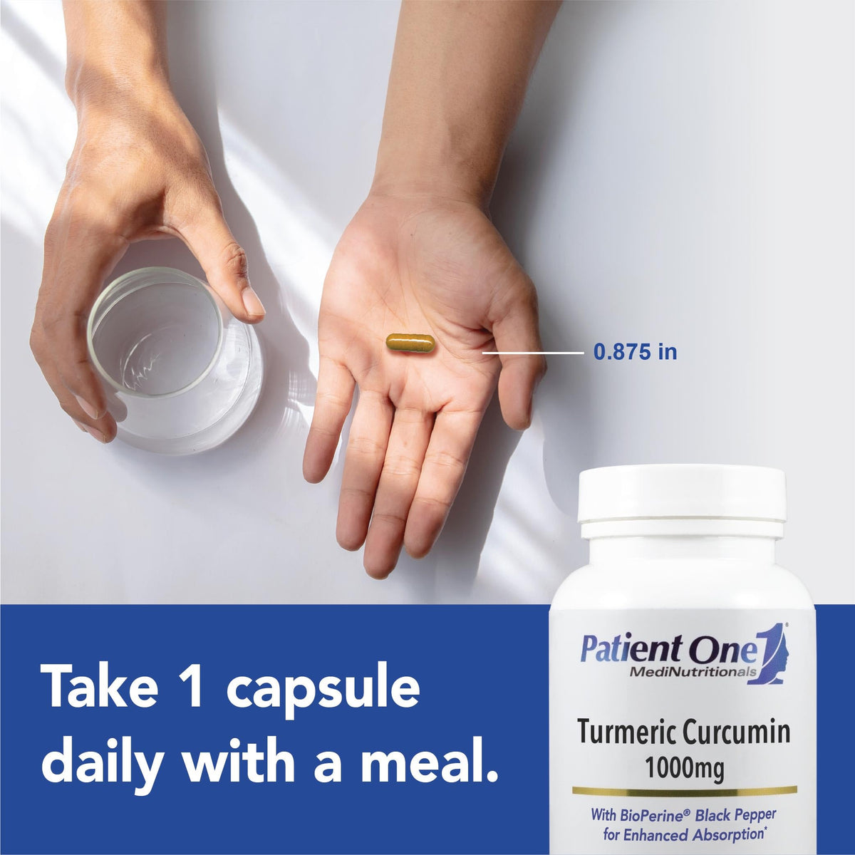 Patient One Curcuma Curcumin 1000mg 60 capsules sur un fond blanc