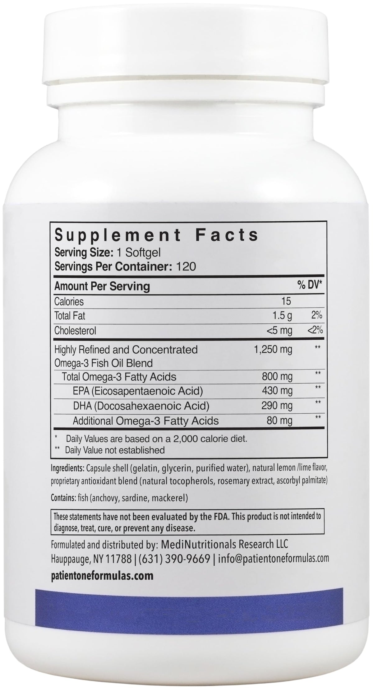 Patient One Omega-3 800 mg gélules molles en main
