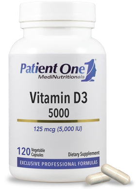 Patient One Vitamine D3 Cholecalciférol 5 000 UI 120 capsules vue de face