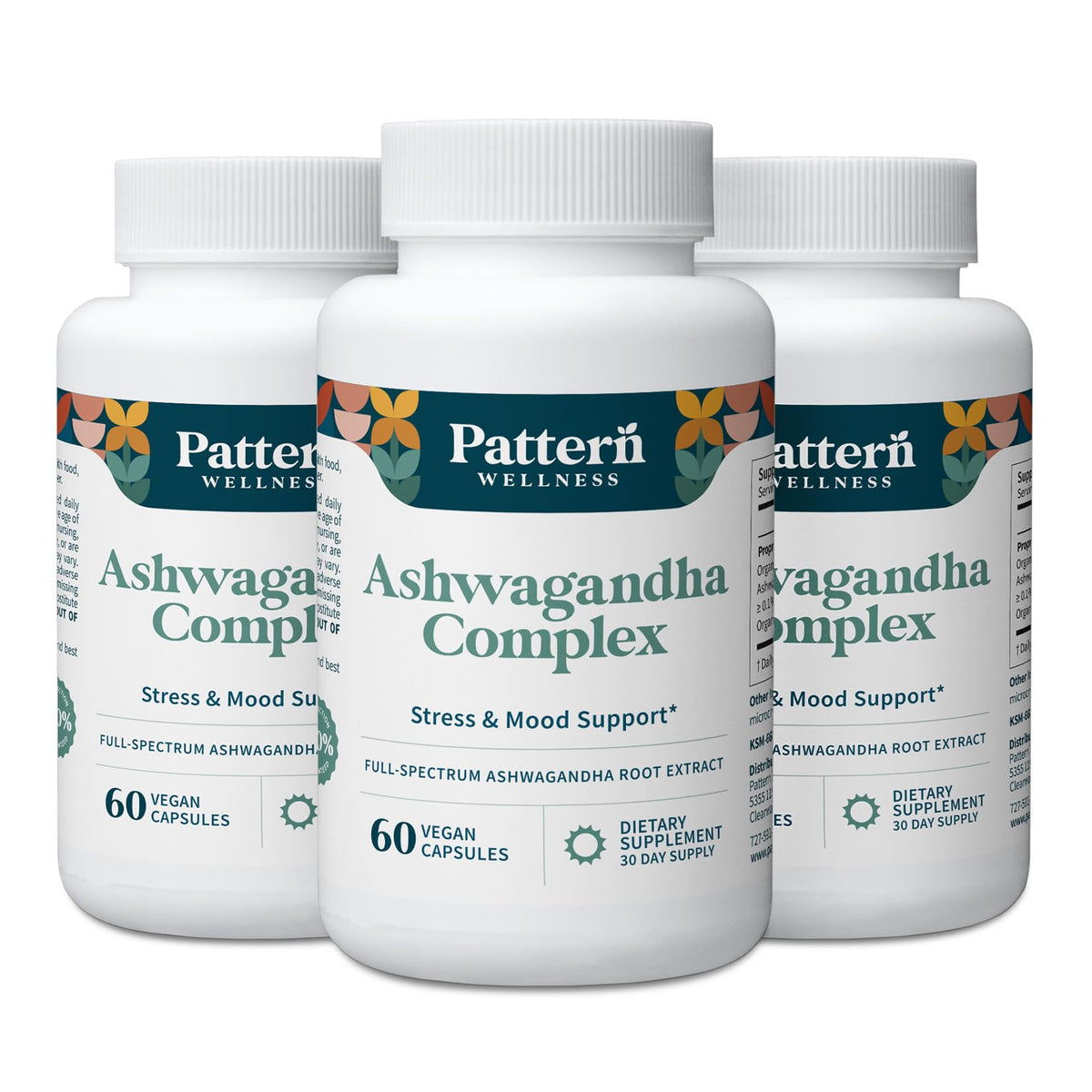 Pattern Wellness Complément Alimentaire Ashwagandha 180 Capsules Végétaliennes vue de face