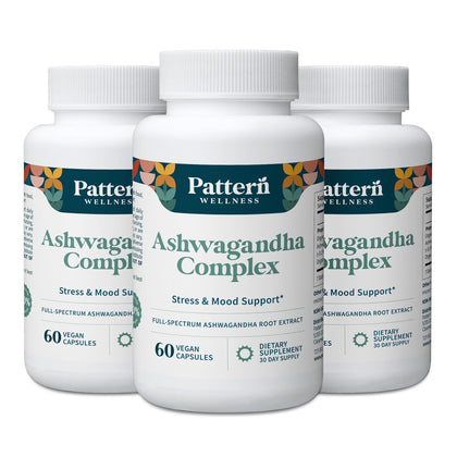 Pattern Wellness Complément Alimentaire Ashwagandha 180 Capsules Végétaliennes vue de face