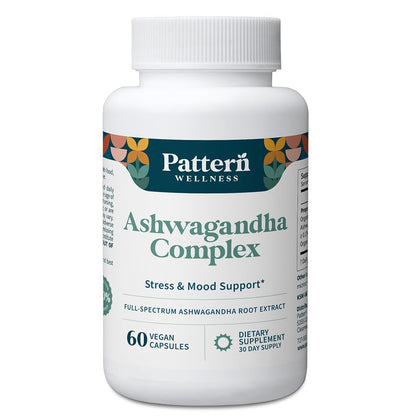 Pattern Wellness Complément Alimentaire Ashwagandha 60 Capsules Végétales vue de face