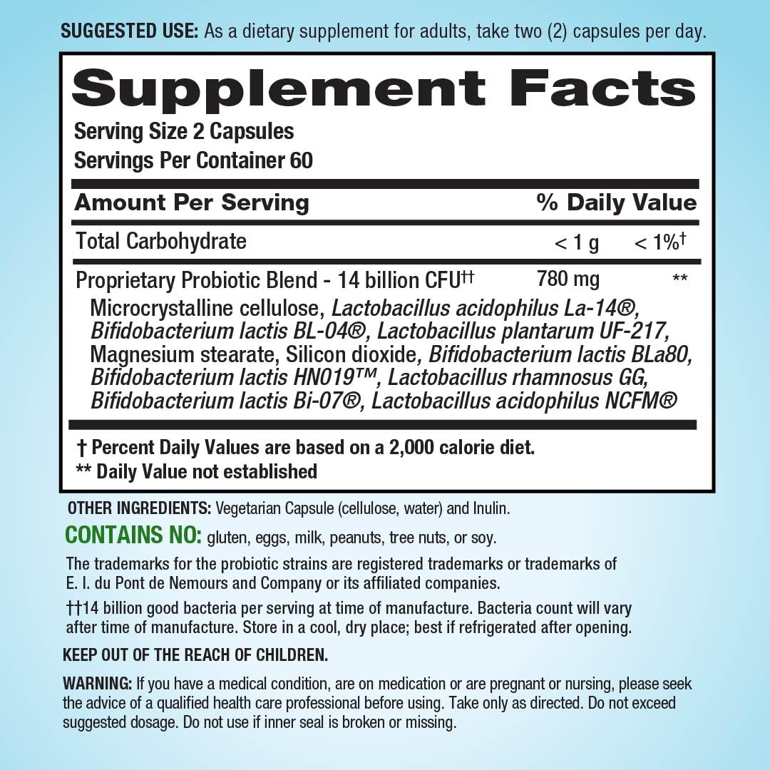 PB8 Probiotic 120 capsules végétariennes avec étiquette