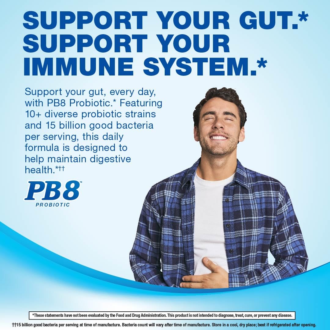 PB8 Probiotic avec une main tenant la bouteille