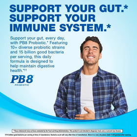 PB8 Probiotic avec une main tenant la bouteille
