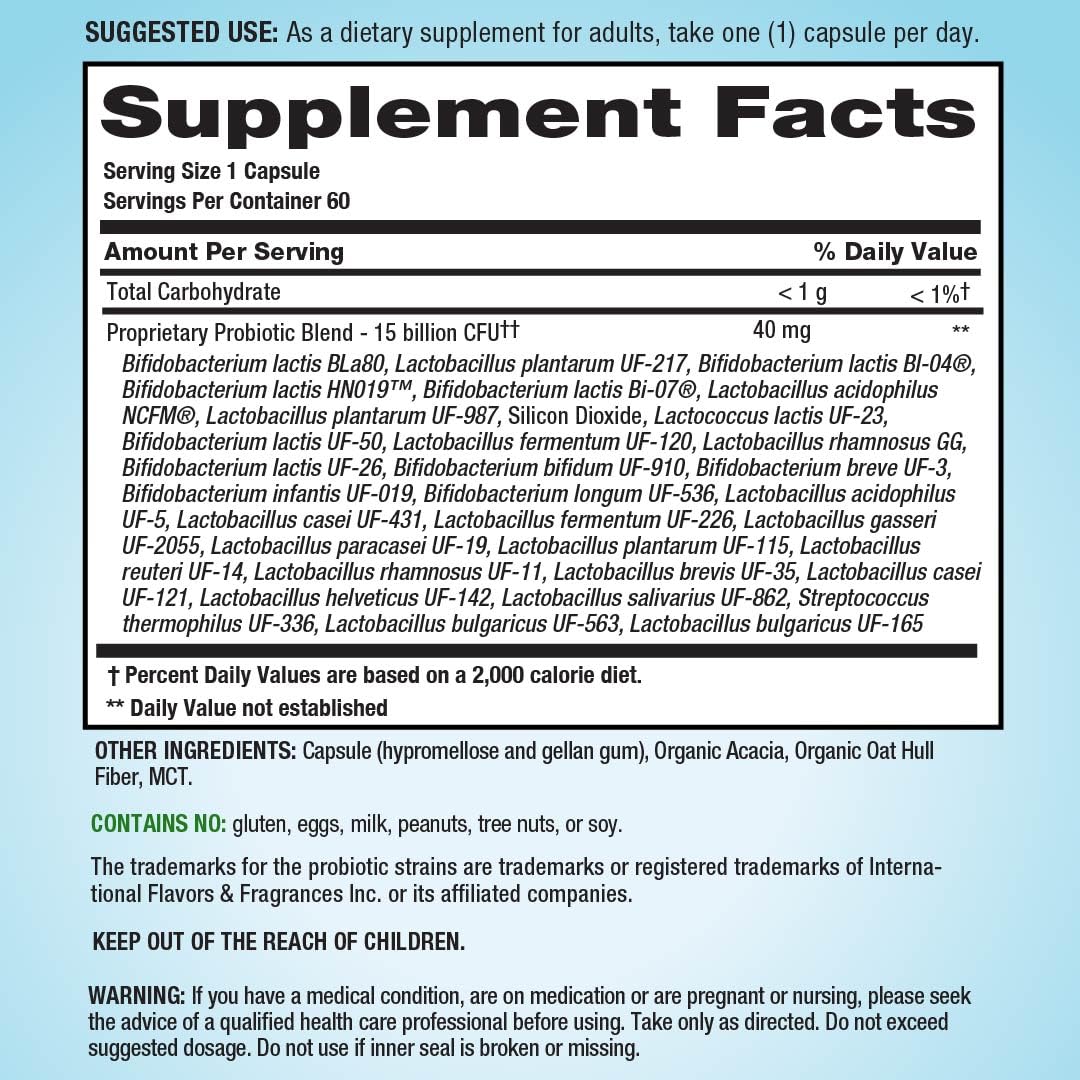 PB8 Probiotic capsules ouvertes montrant le contenu