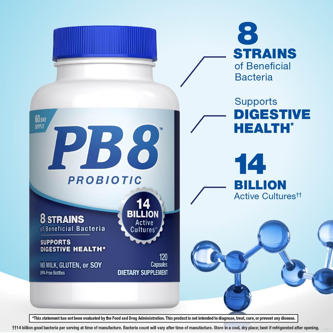 PB8 Probiotic emballage arrière avec informations nutritionnelles