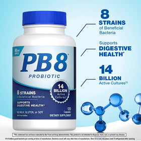 PB8 Probiotic emballage arrière avec informations nutritionnelles