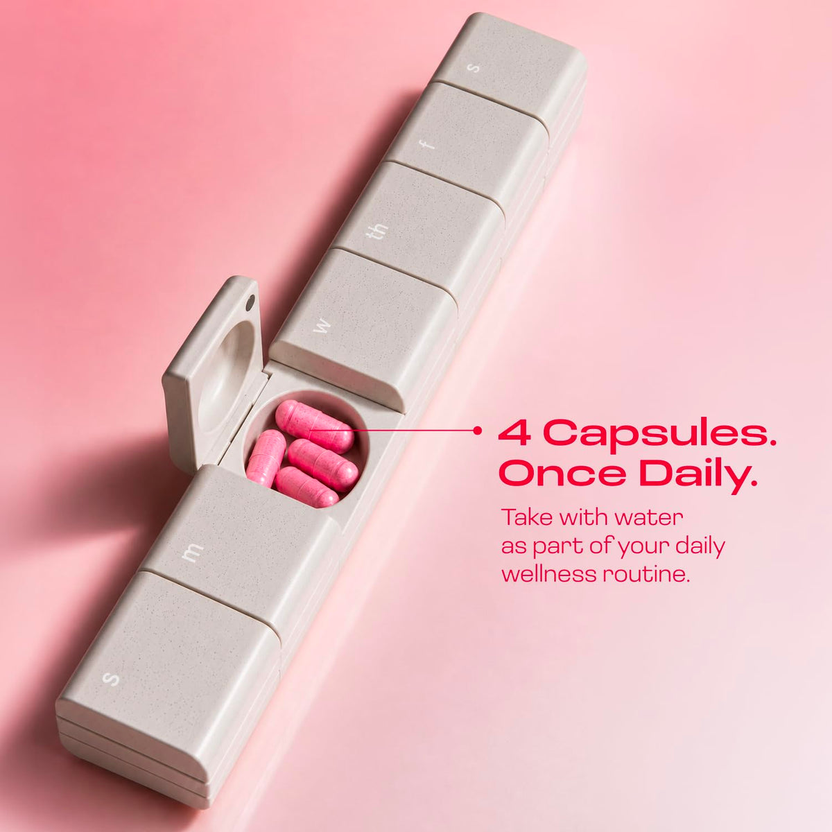 Peach Perfect Inositol 40:1 avec capsules à côté d'un verre d'eau