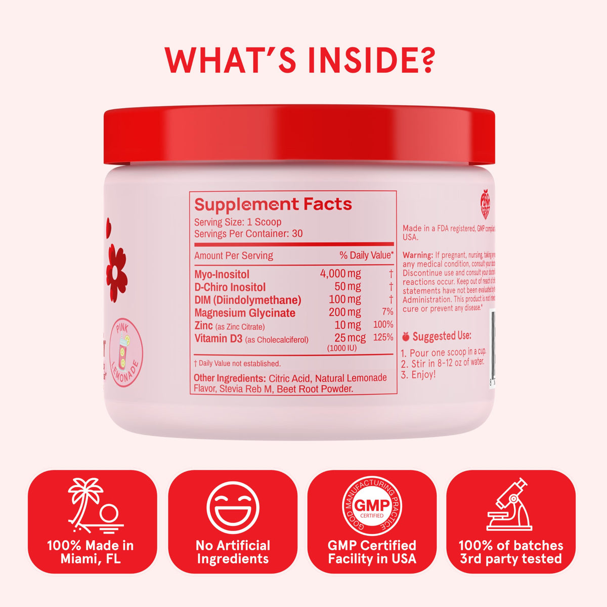 Peach Perfect Inositol vue arrière du flacon
