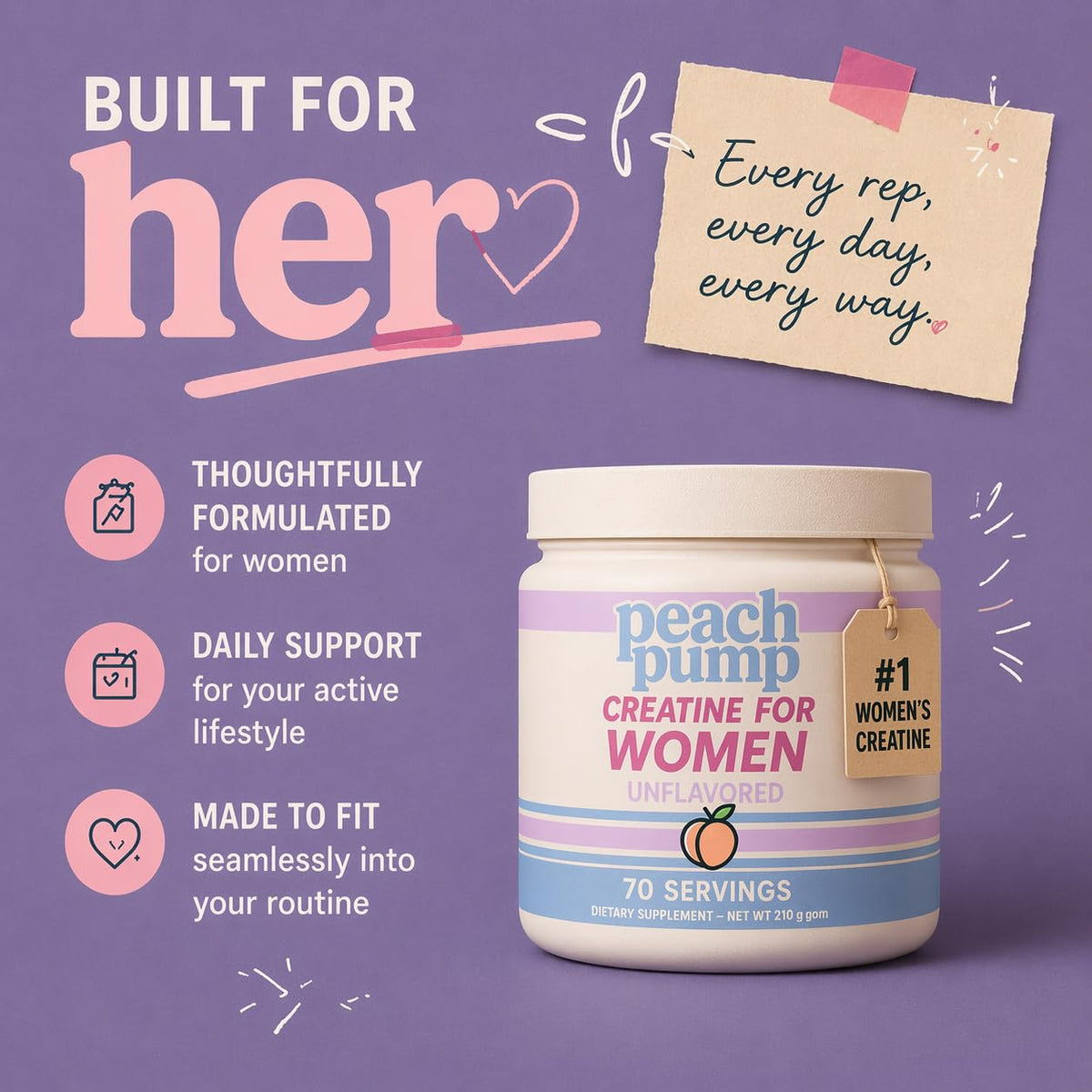 Peach Pump Poudre de Créatine Monohydrate 272g vue de côté