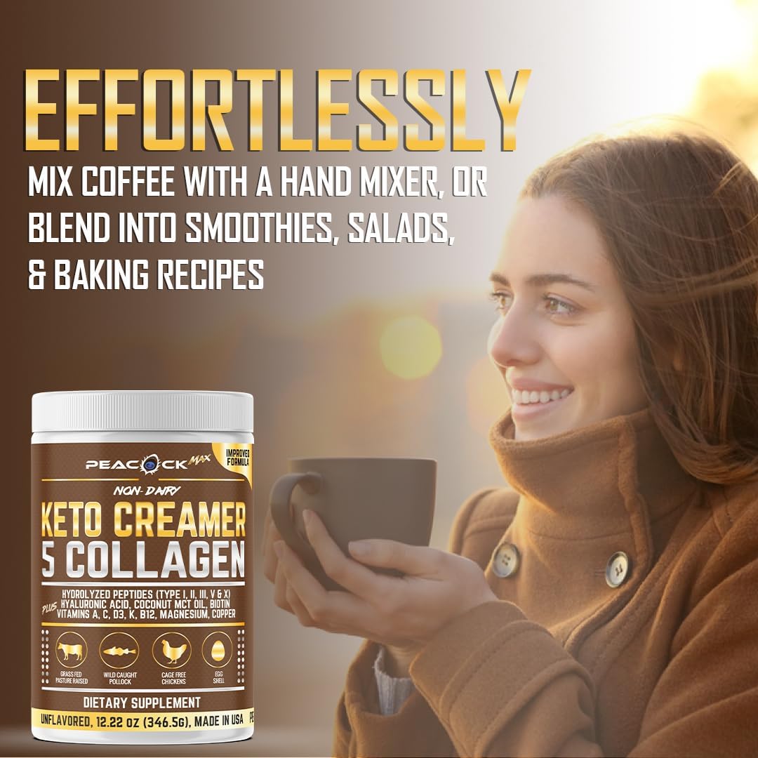 Peacock Max Crème à Café Collagène Keto 12,2 oz sur un fond blanc
