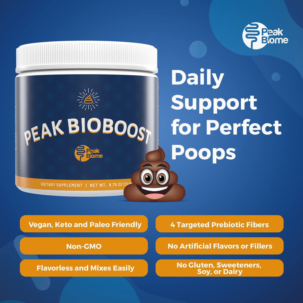 Peak Biome Peak BioBoost cuillère de poudre sur une table