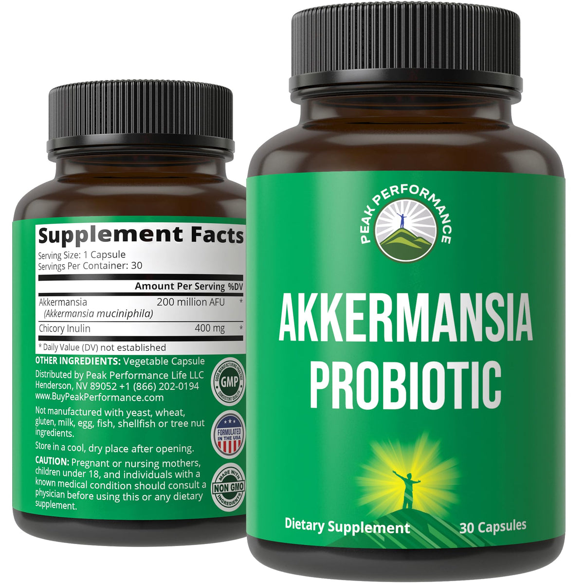 Peak Performance Akkermansia Probiotic Capsule front view