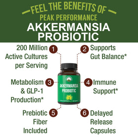 Peak Performance Akkermansia Probiotic Capsule side view