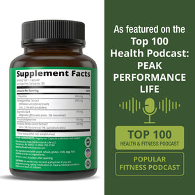 Peak Performance Complément Alimentaire 5-en-1 Vegan avec un verre d'eau