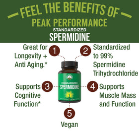 Peak Performance complément alimentaire spermidine 99% trihydrochlorure arrière