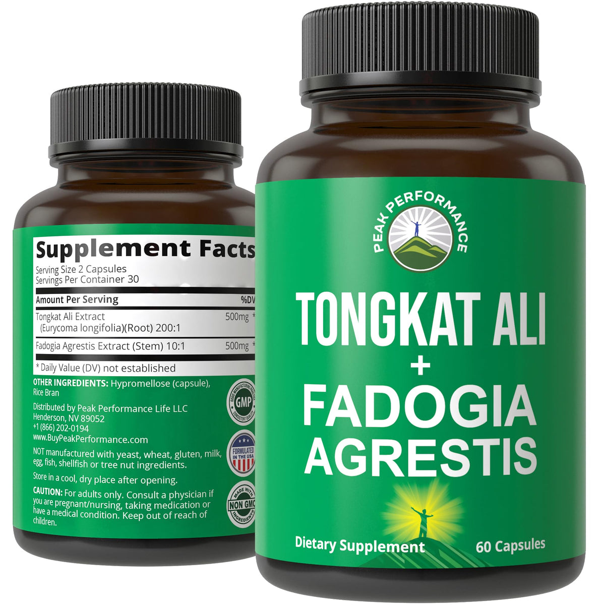 Peak Performance Complément Alimentaire Tongkat Ali + Fadogia Agrestis 59g vue avant