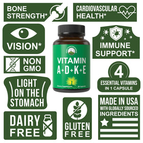 Peak Performance Compléments Alimentaires D 5 000 UI A K E Vegan back of the packaging