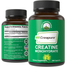 Peak Performance Créatine Monohydrate Creapure 180 capsules vue de face