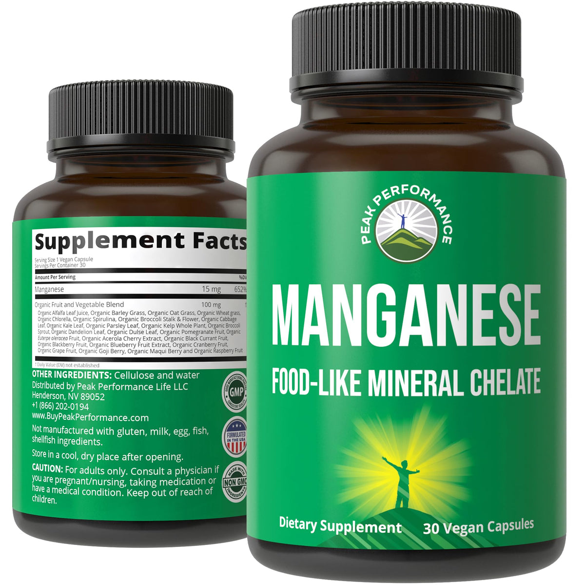 Peak Performance Manganèse Chélaté 32g emballage avant