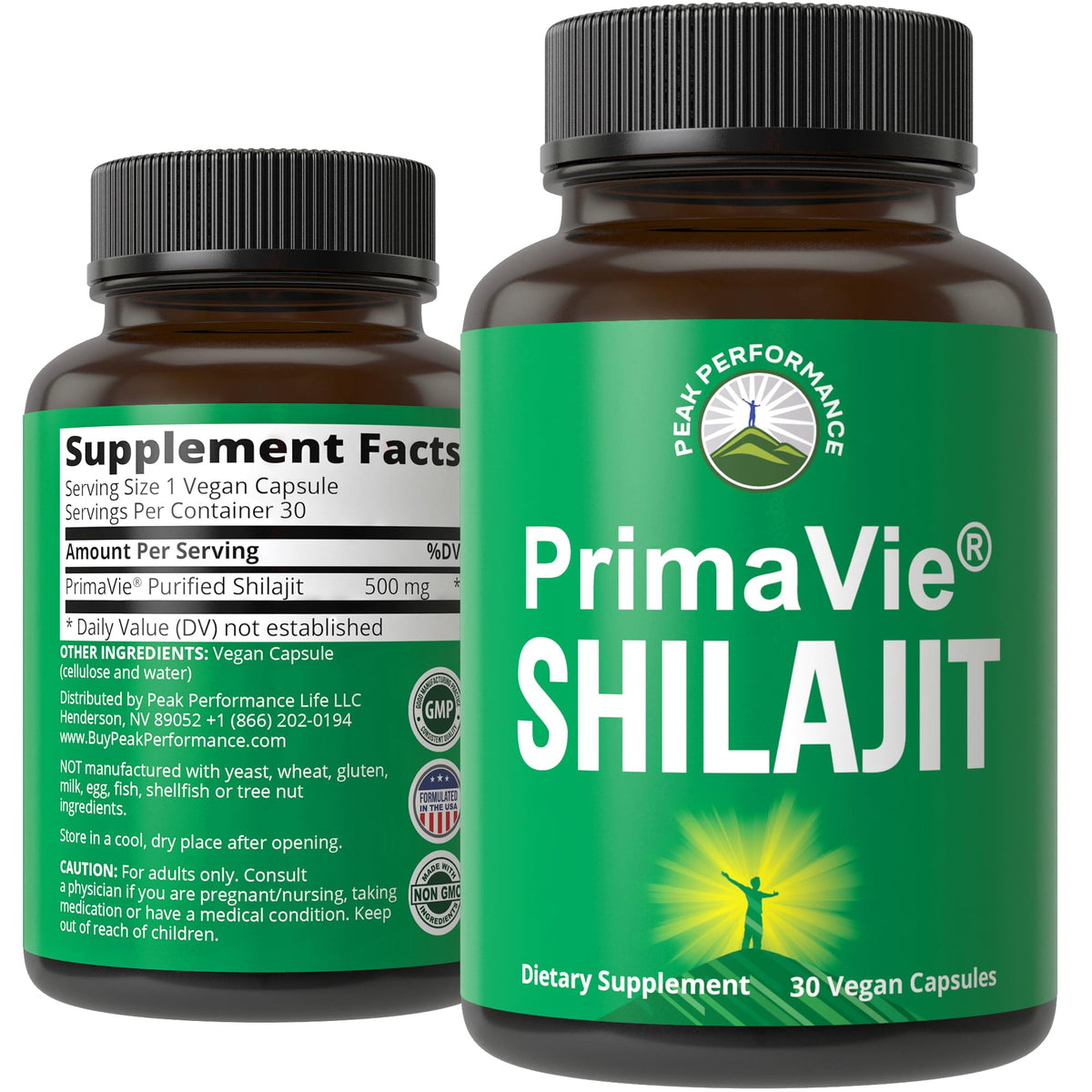Peak Performance PrimaVie Shilajit Purifié capsules vue avant