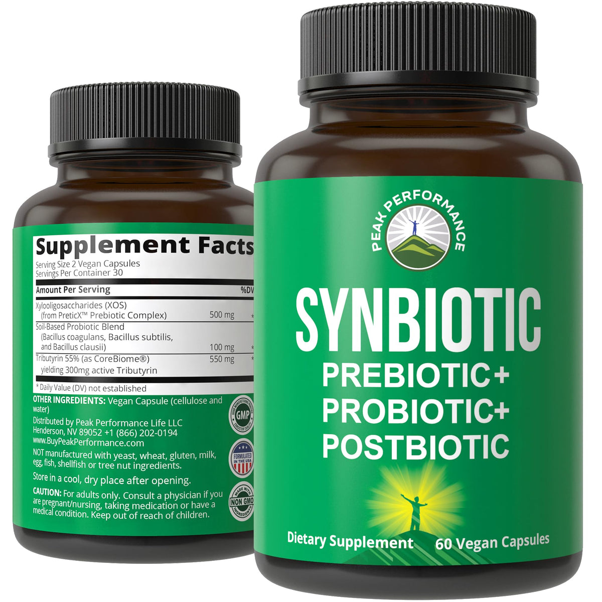 Peak Performance Synbiotic 60 capsules vue de face