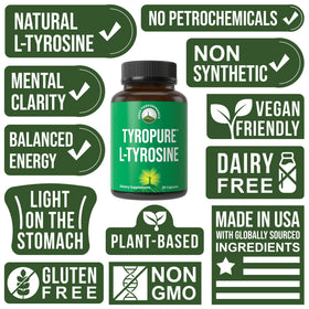 Peak Performance TyroPure L-Tyrosine bottle with label