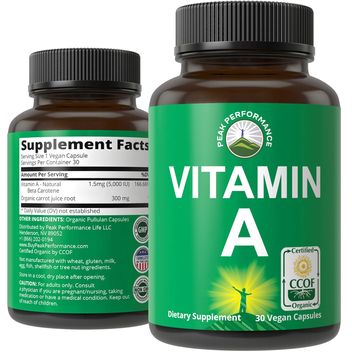 Peak Performance Vitamine A 5000 UI capsules vue avant