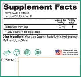 Peak Pure & Natural Nattokinase 100mg 30 capsules côté