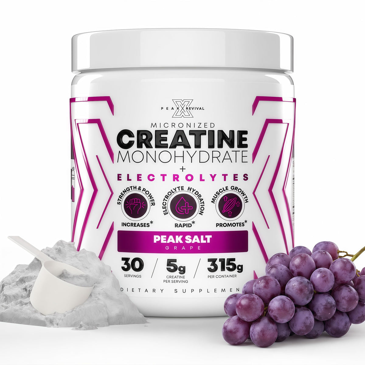 Peak Revival-X Poudre de Créatine Monohydrate 381g vue de face